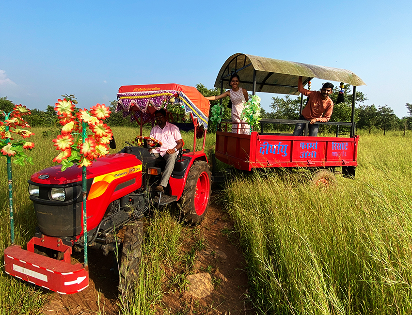 Ride farming Tractor in resort